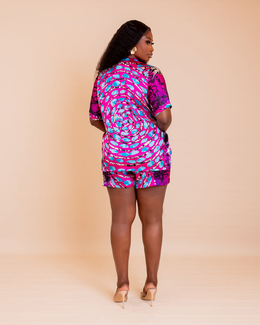 Fade Silk Short Set ( Pink)