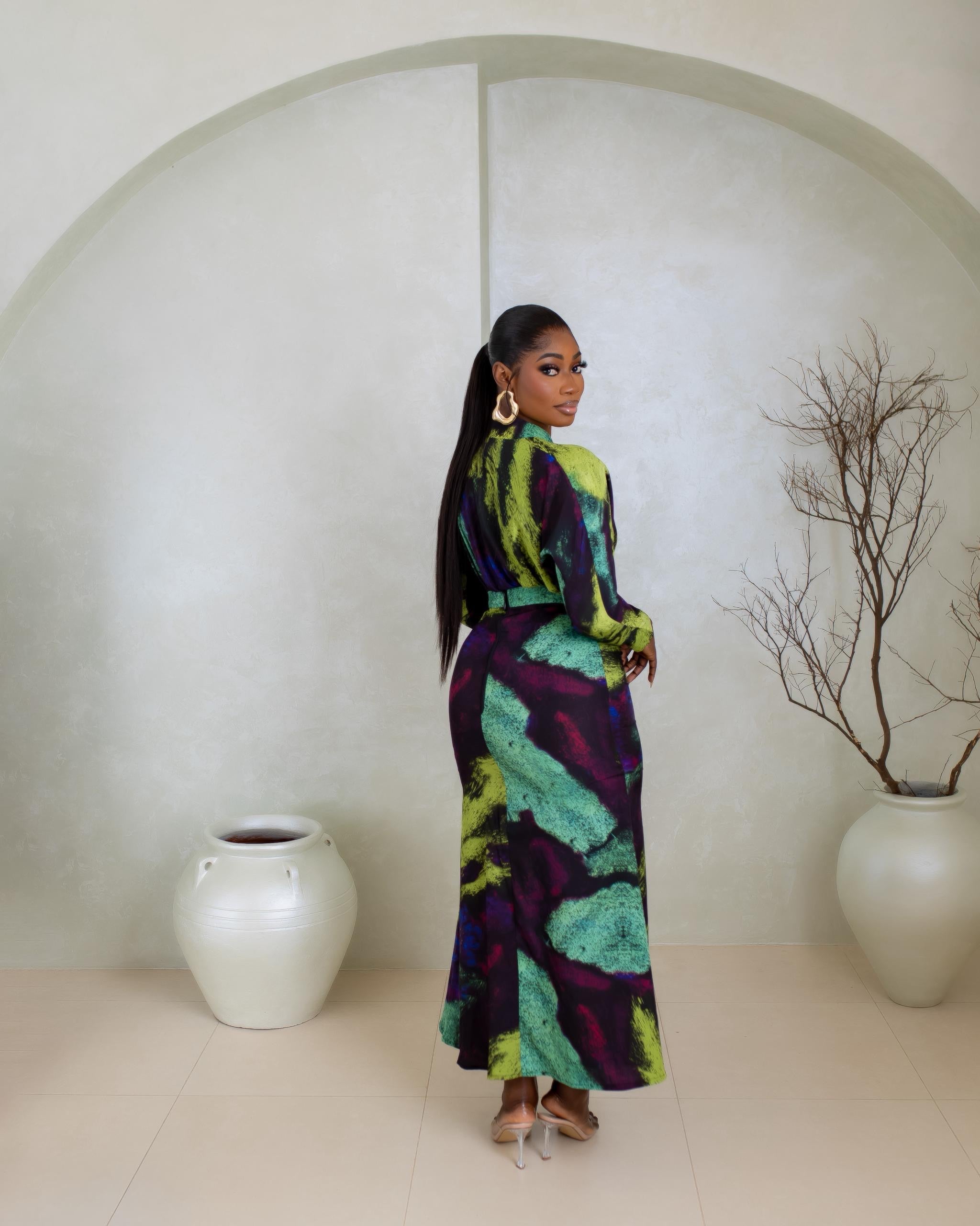 Velar Skirt Set(Ink Mirage Print)