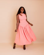 Zaraia Midi Dress (Coral )