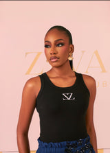 Ziva Signature Tank – Black with White Emblem