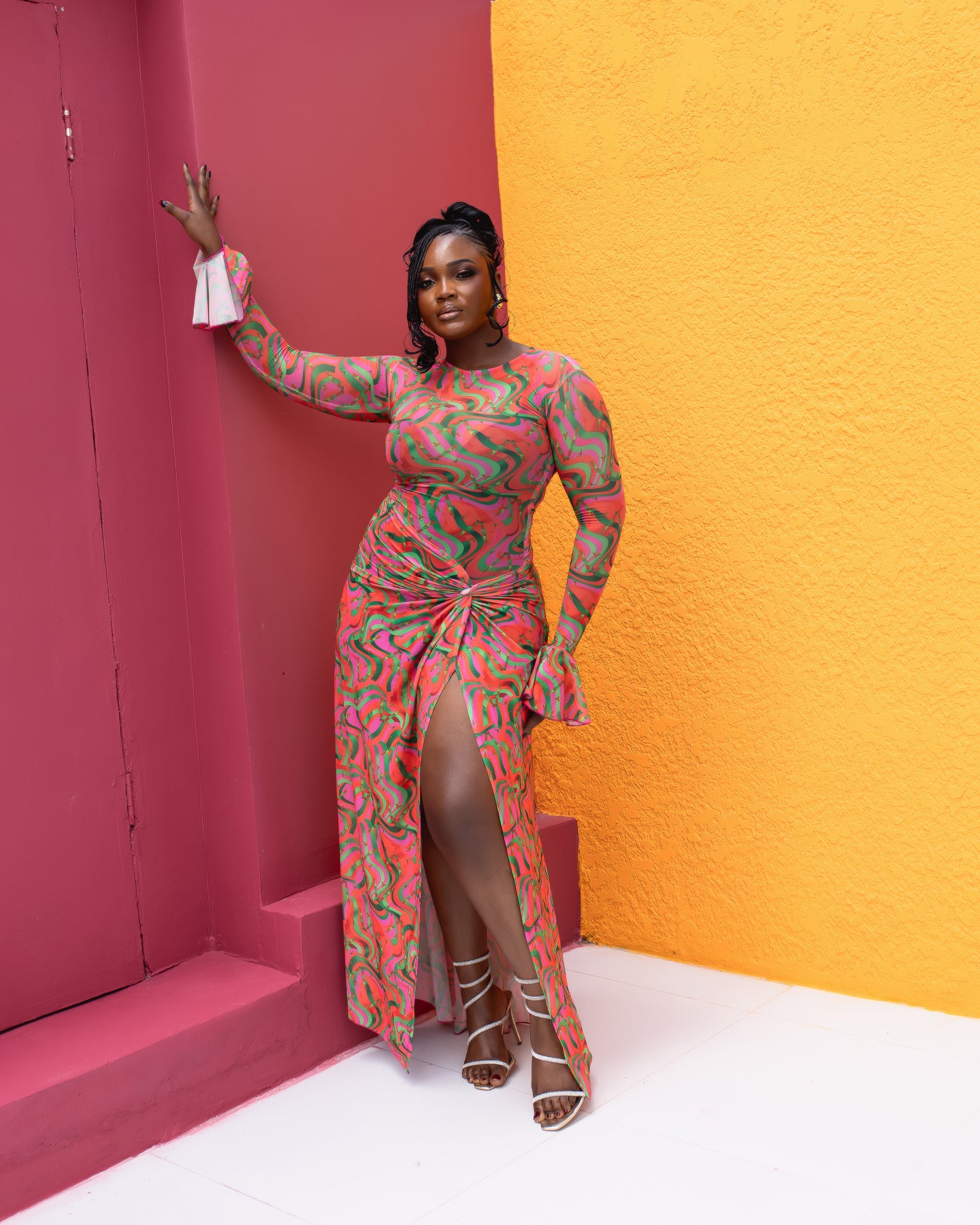 Milan Mesh Dress(Coral Mirage Print)