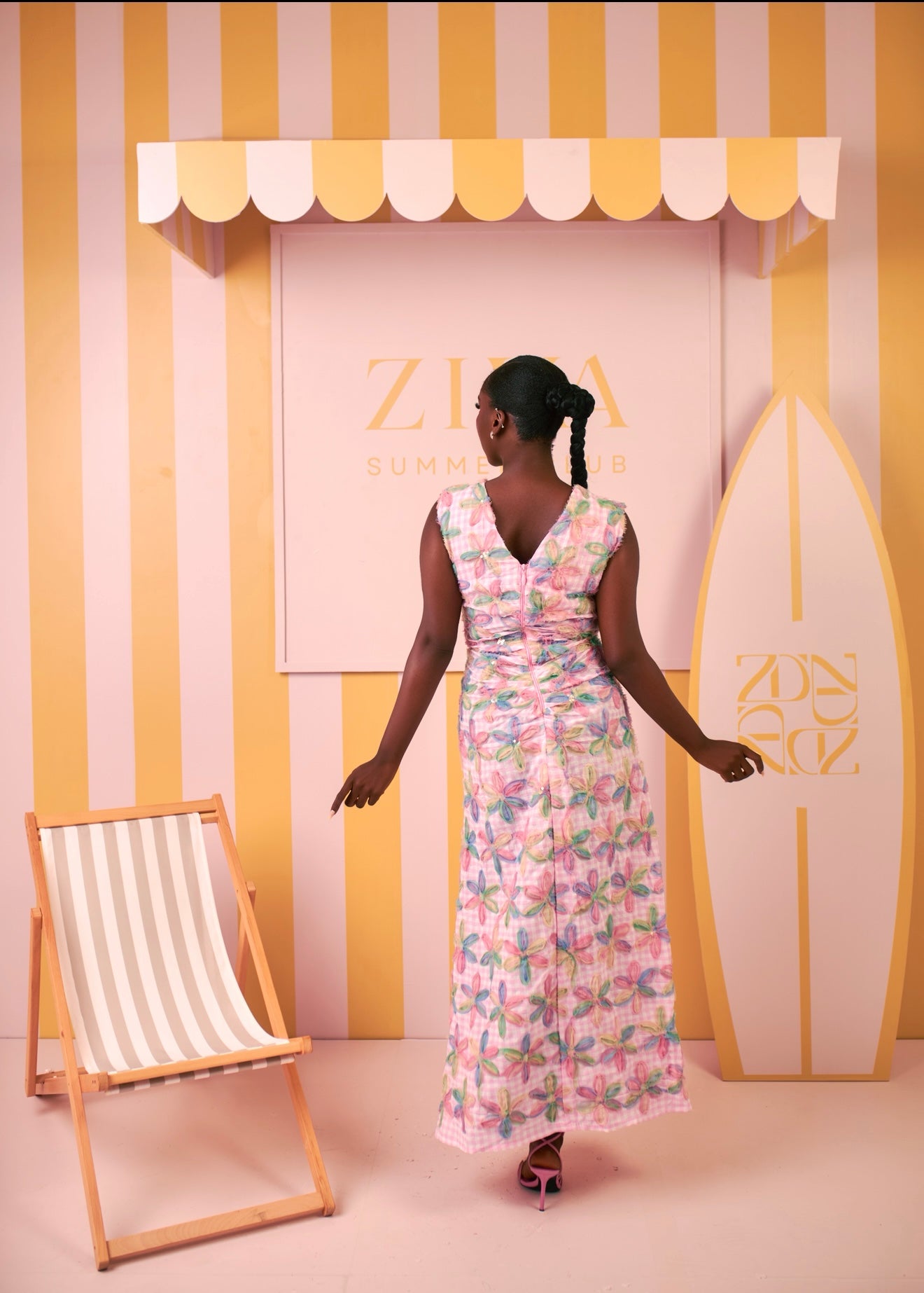 Ivy Ruched Dress (Blush Meadow Print)