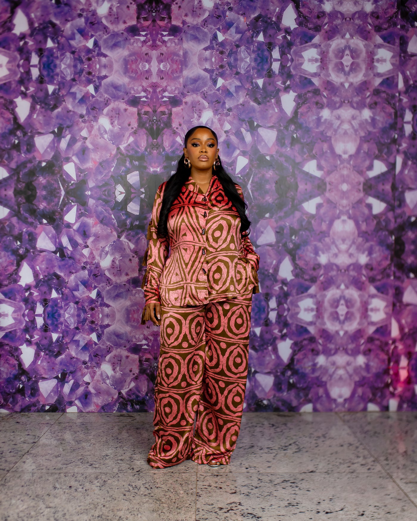 Tassle Silk PJ Set (Crimson Terra)