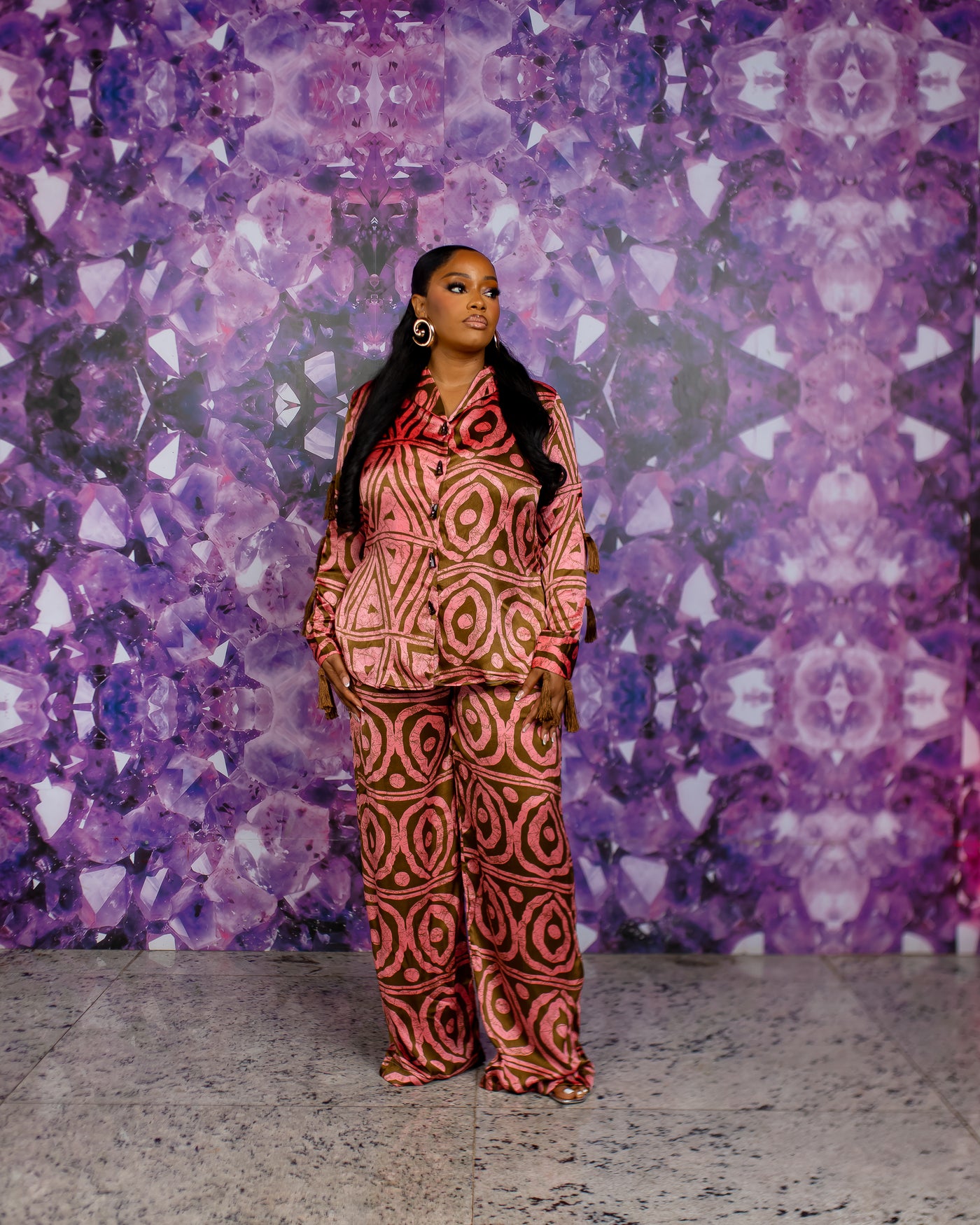 Tassle Silk PJ Set (Crimson Terra)