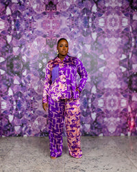 Fringe Silk PJ Set (Royal Amethyst)