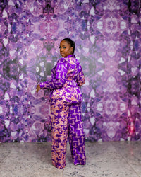 Fringe Silk PJ Set (Royal Amethyst)