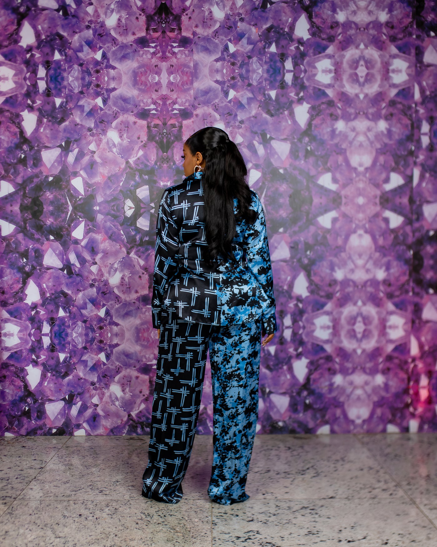 Fringe Silk PJ Set (Midnight Flux)