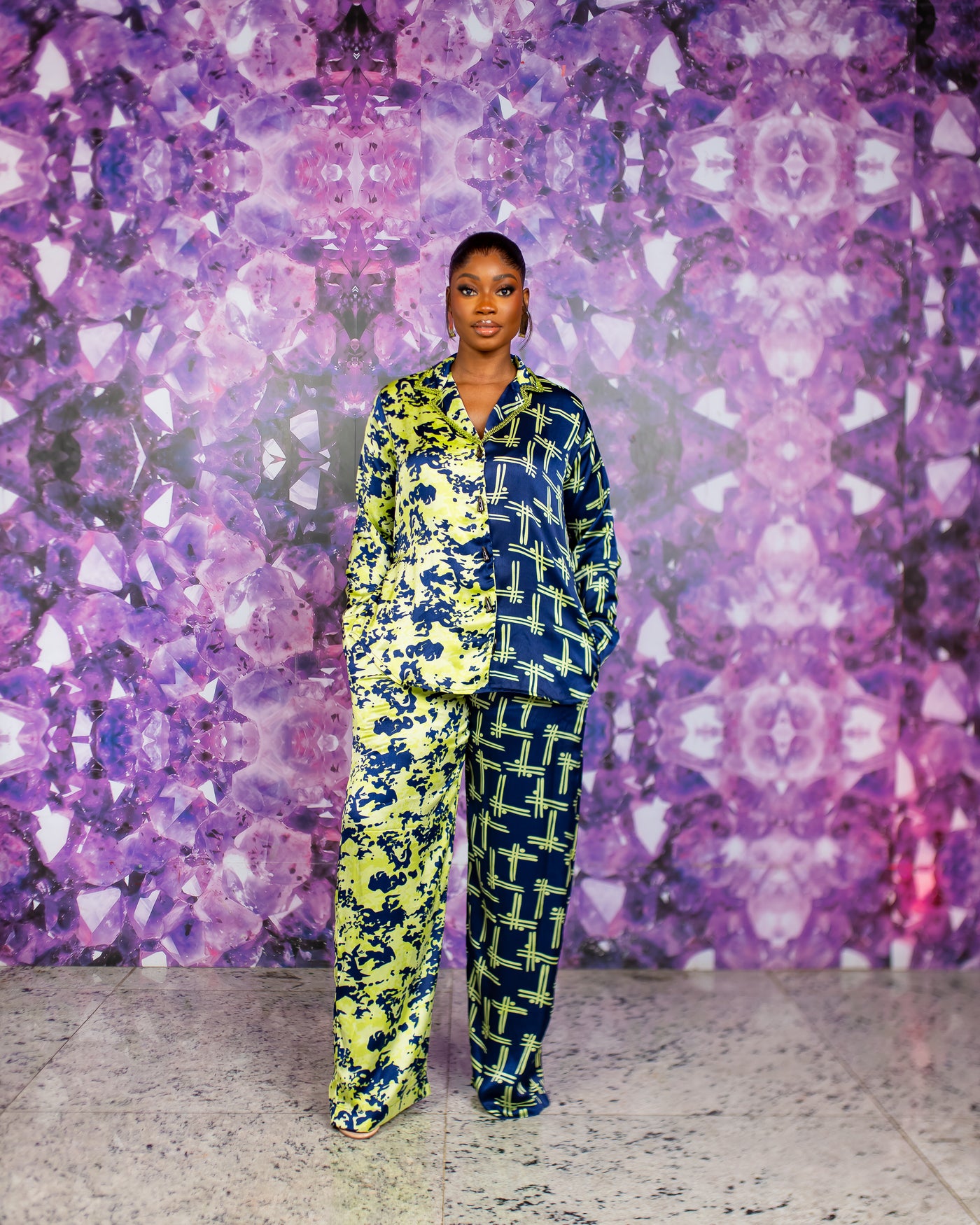 Beaded Neck PJ Set (Citrine Nightfall)