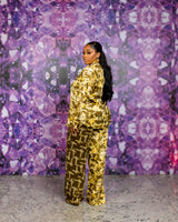 Silk PJ Set (Golden Crosshatch)