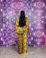 Silk PJ Set (Golden Crosshatch)