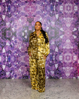 Silk PJ Set (Golden Crosshatch)