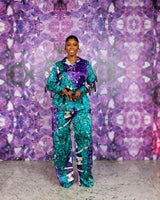 Tassle Silk PJ Set (Emerald Starlight)