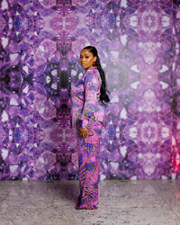 Beaded Neck PJ Set (Orchid Labyrinth)