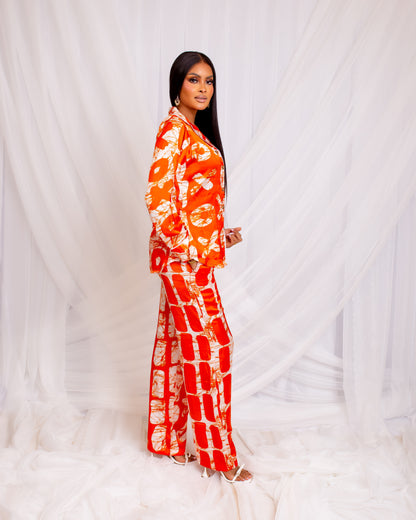PJ Silk Trouser Set (Orange)